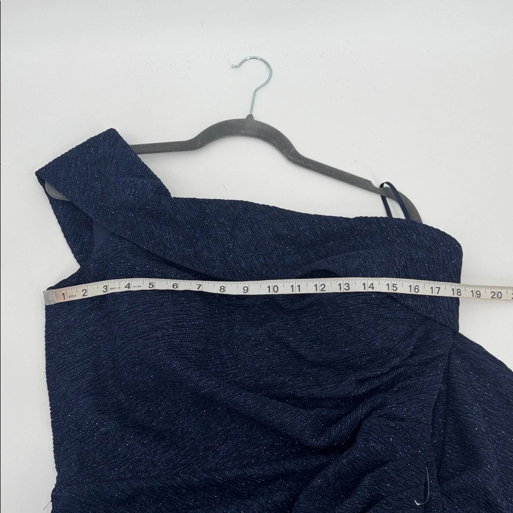 Eliza J Navy Blue Metallic Off The Shoulder Elegant Formal NWT Gown Size 16 - Picture 12 of 12